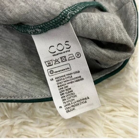 COS Please Back Tunic Top Dark Forest Green with Gray Interior Small EUC - Picture 7 of 8